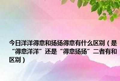 得意揚揚和得意洋洋的區(qū)別