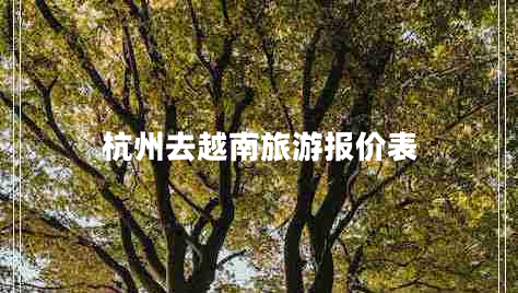 杭州去越南旅游報(bào)價(jià)表