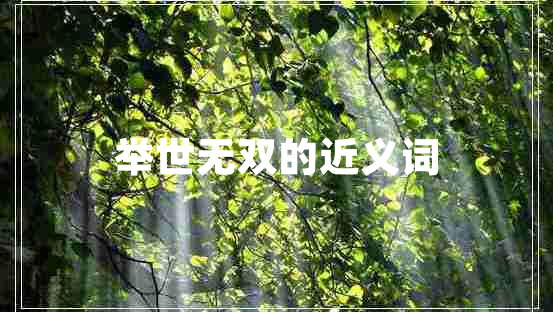 舉世無雙的近義詞